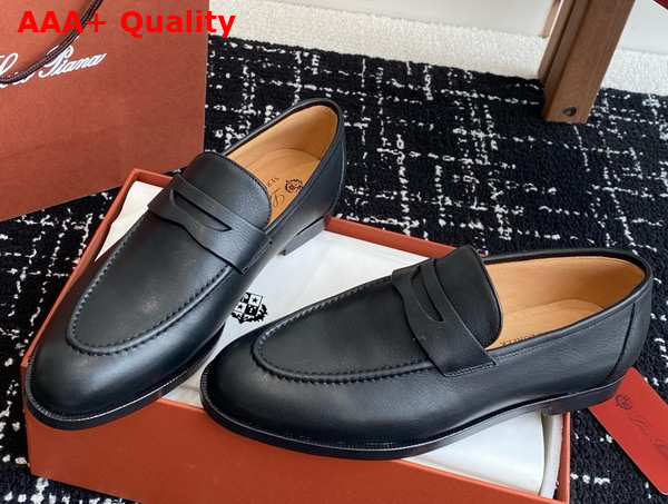 Loro Piana Sergio Loafer in Black Leather Replica