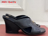 Loro Piana Vera Sandal in Black Crocodile Embossed Calfskin Replica