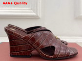 Loro Piana Vera Sandal in Chocolate Crocodile Embossed Calfskin Replica