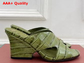 Loro Piana Vera Sandal in Green Crocodile Embossed Calfskin Replica