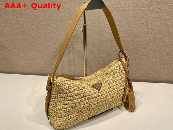 Prada Aimee Large Crochet and Leather Bag in Natural 1BC247 Replica