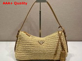 Prada Aimee Large Crochet and Leather Bag in Natural 1BC247 Replica