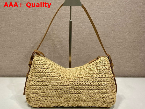 Prada Aimee Large Crochet and Leather Bag in Natural 1BC247 Replica