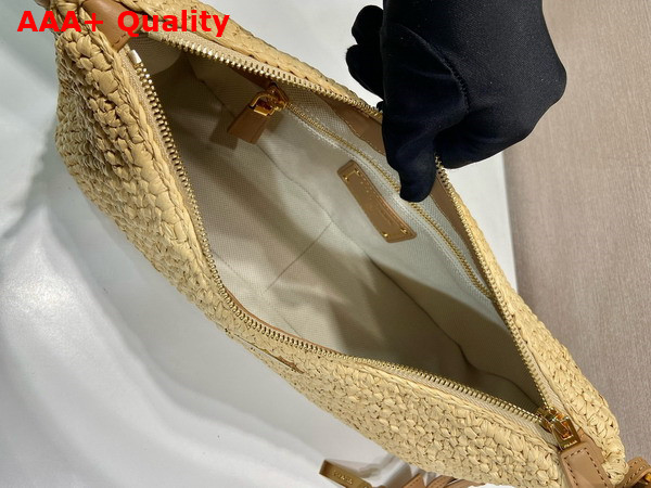 Prada Aimee Large Crochet and Leather Bag in Natural 1BC247 Replica
