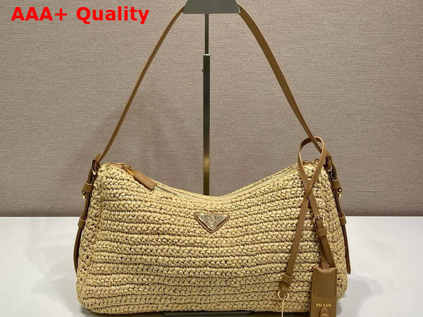 Prada Aimee Large Crochet and Leather Bag in Natural 1BC247 Replica