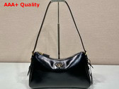 Prada Aimee Medium Leather Shoulder Bag in Black Crinkled Calfskin 1BC229 Replica