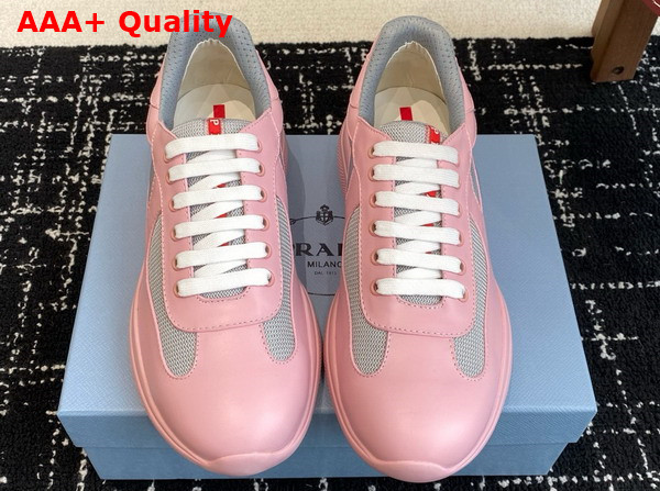 Prada Americas Cup Biker Fabric Sneakers in Alabaster Pink 3E6420 Replica