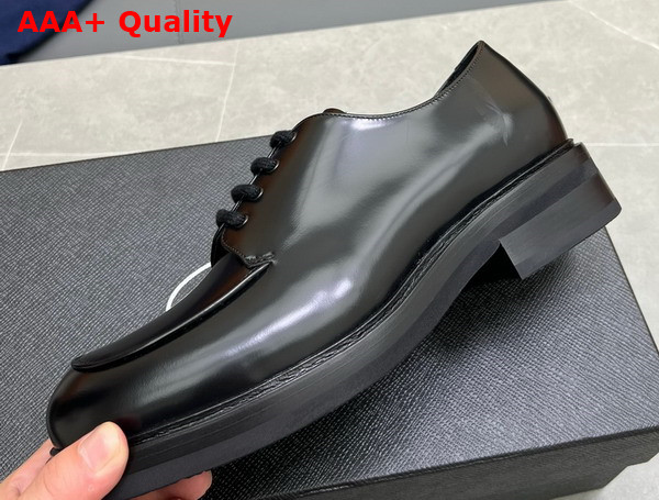 Prada Brushed Leather Lace Up Shoes in Black for Men Replica