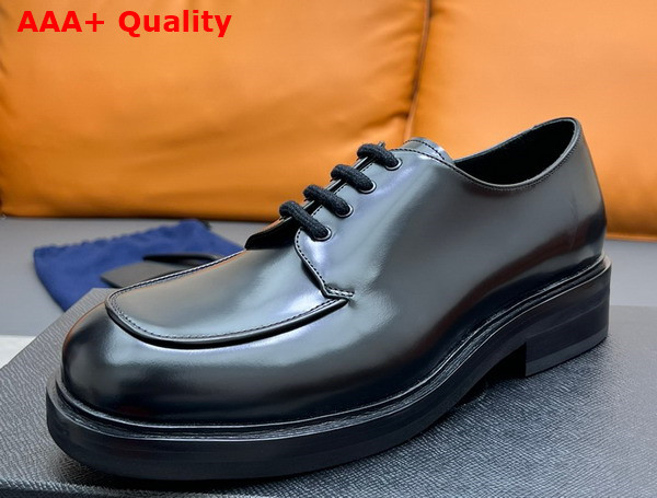 Prada Brushed Leather Lace Up Shoes in Black for Men Replica