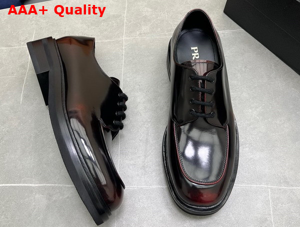 Prada Brushed Leather Lace Up Shoes in Brown for Men Replica