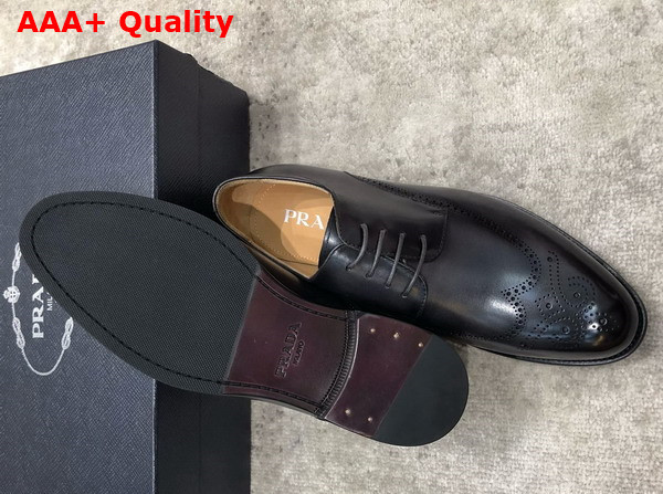 Prada Brushed Leather Lace Up Shoes in Grey Perforated Leather Replica