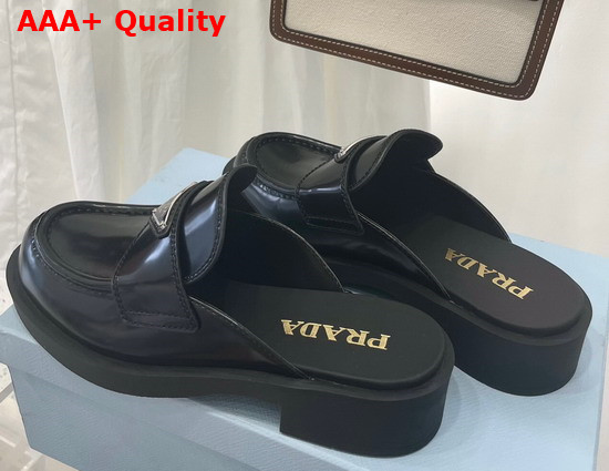 Prada Brushed Leather Mules in Black 1D652M Replica