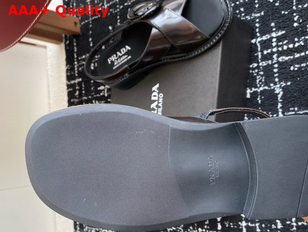 Prada Brushed Leather Sandals with Buckle in Sienna 1X962N Replica