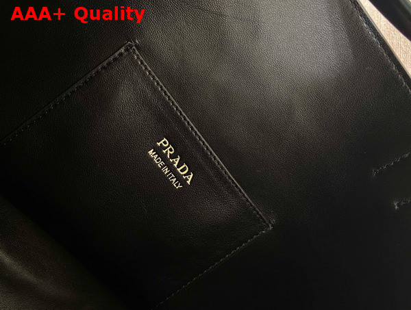 Prada Buckle Leather Bucket Bag with Belt in Black 1BE085 Replica