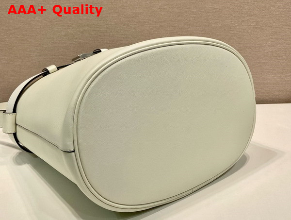 Prada Buckle Leather Bucket Bag with Belt in White 1BE085 Replica