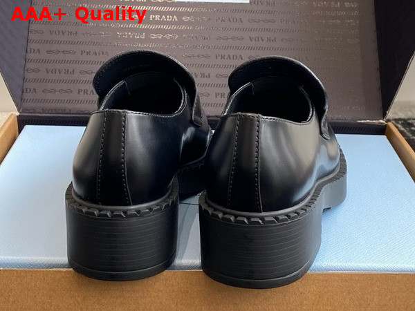 Prada Chocolate Brushed Leather Loafers in Black 1D246M Replica