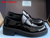 Prada Chocolate Patent Leather Loafers in Black 1D246M Replica
