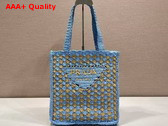Prada Crochet Tote Bag Celeste and Caramel 1BG393 Replica