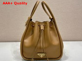 Prada Darling Leather Mini Bucket Bag in Caramel 1BE087 Replica
