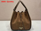 Prada Darling Suede Mini Bucket Bag in Cocoa Brown 1BE087 Replica