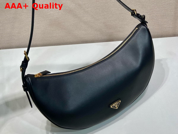 Prada Demi Lune large Leather Shoulder Bag in Black 1BC255 Replica