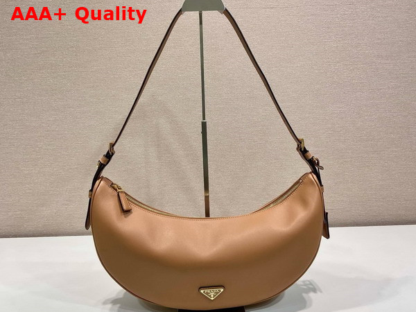 Prada Demi Lune large Leather Shoulder Bag in Natural 1BC255 Replica