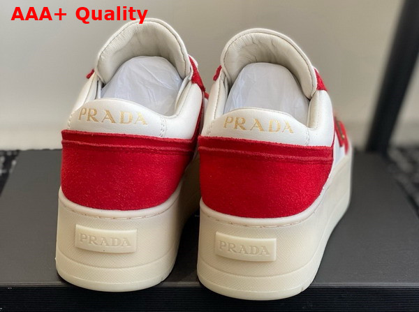 Prada Downtown Bold Suede and Leather Sneakers Red and White 1E792M Replica