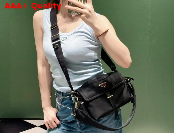 Prada Explore Medium Re Nylon Shoulder Bag in Black 1BD394 Replica