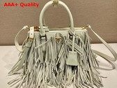 Prada Galleria Small Leather Bag with Fringe in White 1BA896 Replica