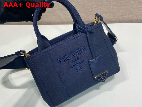 Prada Jardiniere Cotton Canvas Mini Handbag in Baltic Blue 1BA038 Replica