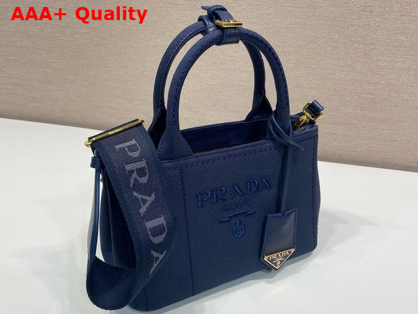 Prada Jardiniere Cotton Canvas Mini Handbag in Baltic Blue 1BA038 Replica
