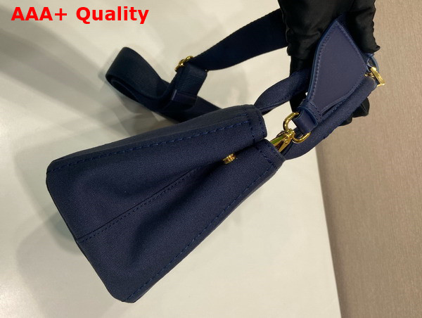 Prada Jardiniere Cotton Canvas Mini Handbag in Baltic Blue 1BA038 Replica