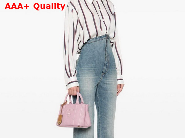 Prada Jardiniere Cotton Canvas Mini Handbag in Petal Pink 1BA038 Replica