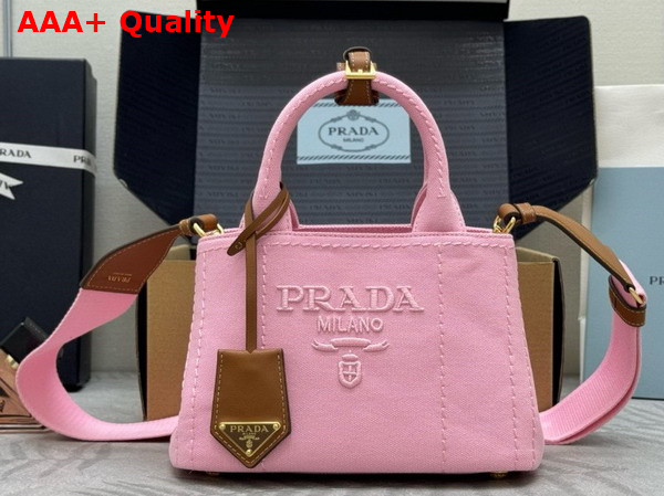 Prada Jardiniere Cotton Canvas Mini Handbag in Petal Pink 1BA038 Replica