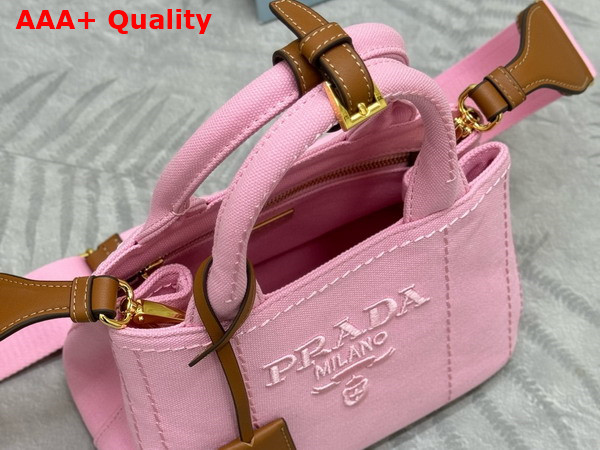Prada Jardiniere Cotton Canvas Mini Handbag in Petal Pink 1BA038 Replica