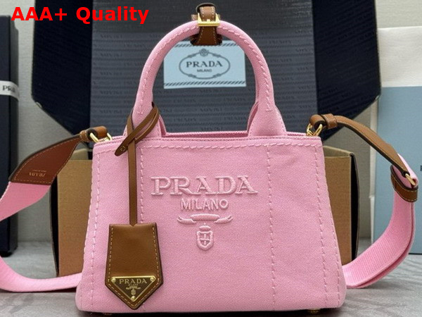 Prada Jardiniere Cotton Canvas Mini Handbag in Petal Pink 1BA038 Replica