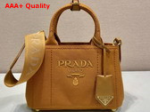 Prada Jardiniere Cotton Canvas Mini Handbag in Tabacco 1BA038 Replica