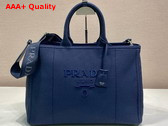 Prada Jardiniere Extra Large Linen Blend Tote Bag in Baltic Blue 2VG131 Replica