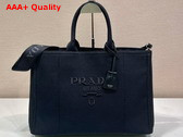 Prada Jardiniere Extra Large Linen Blend Tote Bag in Black 2VG131 Replica