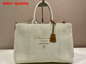 Prada Jardiniere Extra Large Linen Blend Tote Bag in Natural 2VG131 Replica