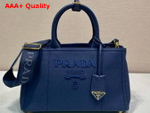 Prada Jardiniere Large Linen Blend Handbag in Baltic Blue 1BG554 Replica