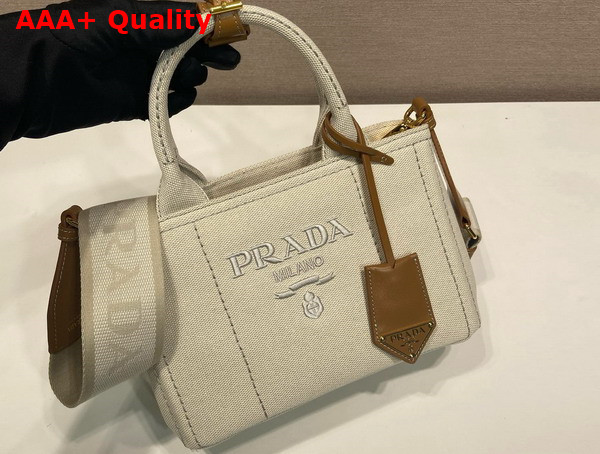 Prada Jardiniere Linen Blend Mini Bag in Natural 1BA038 Replica