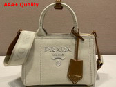 Prada Jardiniere Linen Blend Mini Bag in Natural 1BA038 Replica