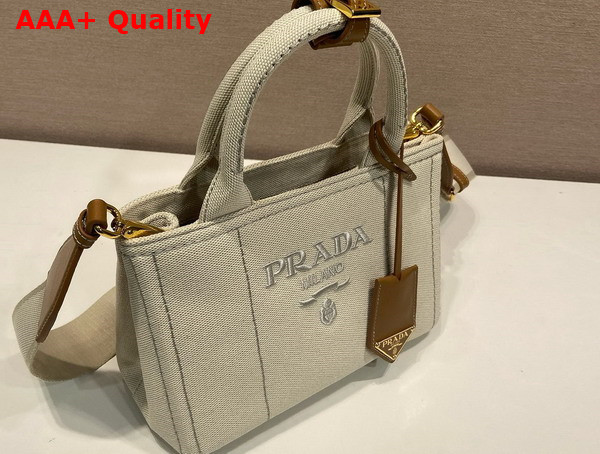 Prada Jardiniere Linen Blend Mini Bag in Natural 1BA038 Replica