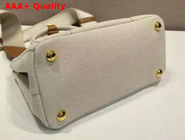 Prada Jardiniere Linen Blend Mini Bag in Natural 1BA038 Replica