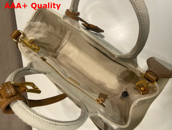Prada Jardiniere Linen Blend Mini Bag in Natural 1BA038 Replica