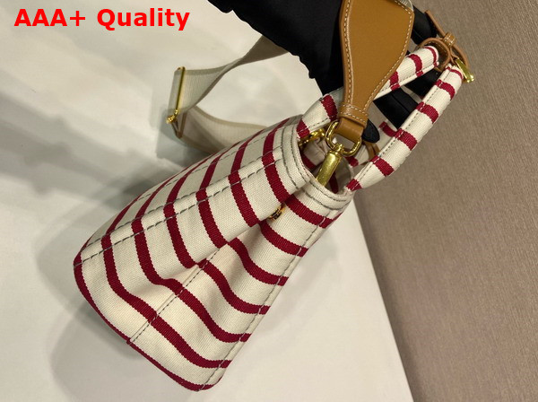 Prada Jardiniere Striped Cotton Canvas Mini Bag Pomegranate Yellow Red 1BA038 Replica