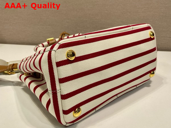 Prada Jardiniere Striped Cotton Canvas Mini Bag Pomegranate Yellow Red 1BA038 Replica
