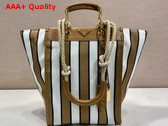 Prada Large Printed Canvas and Leather Tote Bag Camel and Caramel 1BG561 Replica