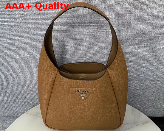 Prada Leather Hobo Bag in Tan Grained Calf Leather Replica